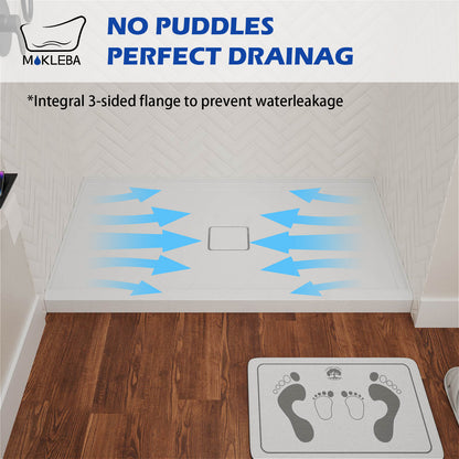Acrylic shower base with integrated tile flange for easy waterproofing