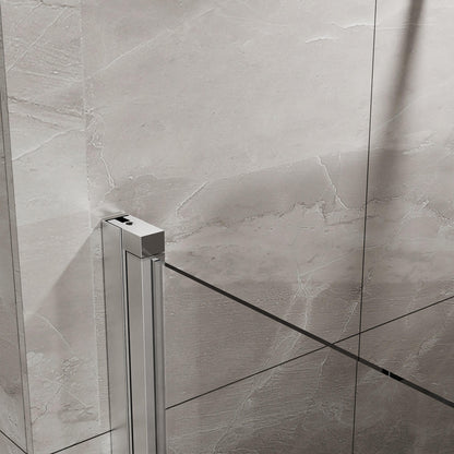 34&quot;-35.2&quot; x 72&quot; Chrome Pivot Shower Door Kit with Tempered Glass and Acrylic Shower Pan