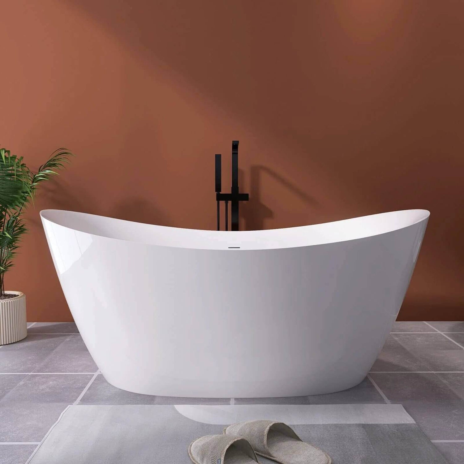 Acrylic bathtub with a smooth and slightly reflective surface