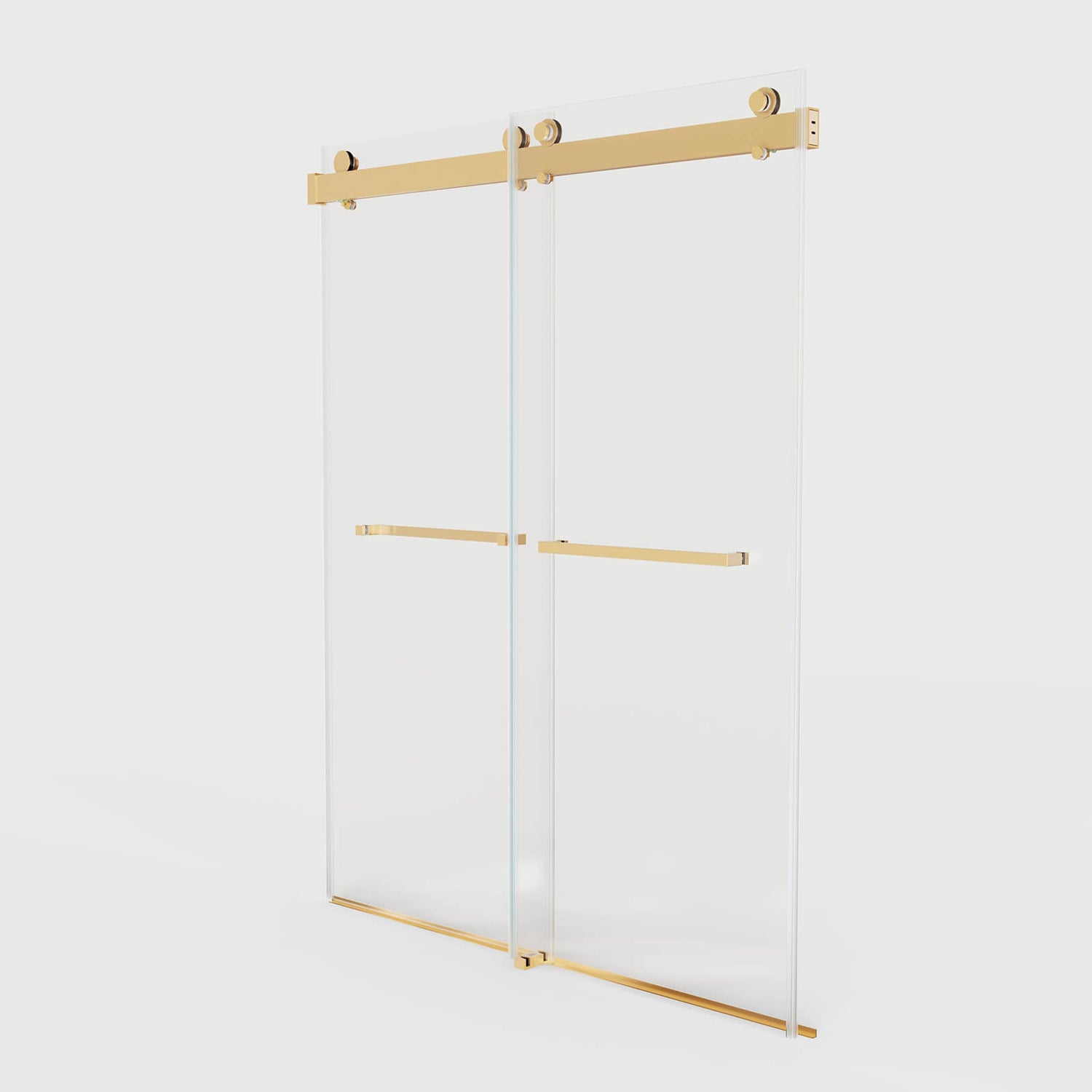 Adjustable brushed gold shower door fitting 56 to 60 inch spaces