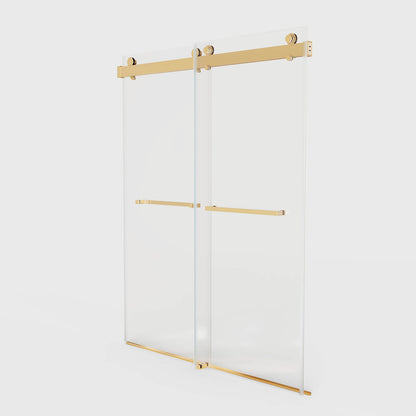 Adjustable brushed gold shower door fitting 56 to 60 inch spaces