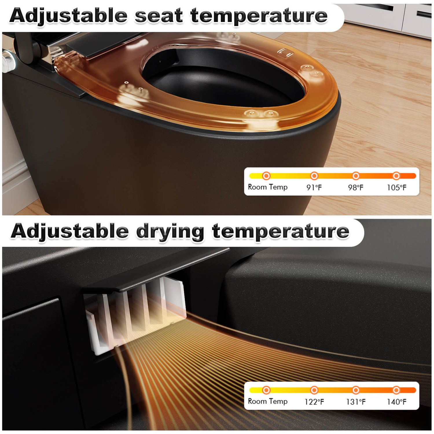One Piece Smart Toilet with Bidet Built in, LED Night Light, Heated Seat, Warm Water