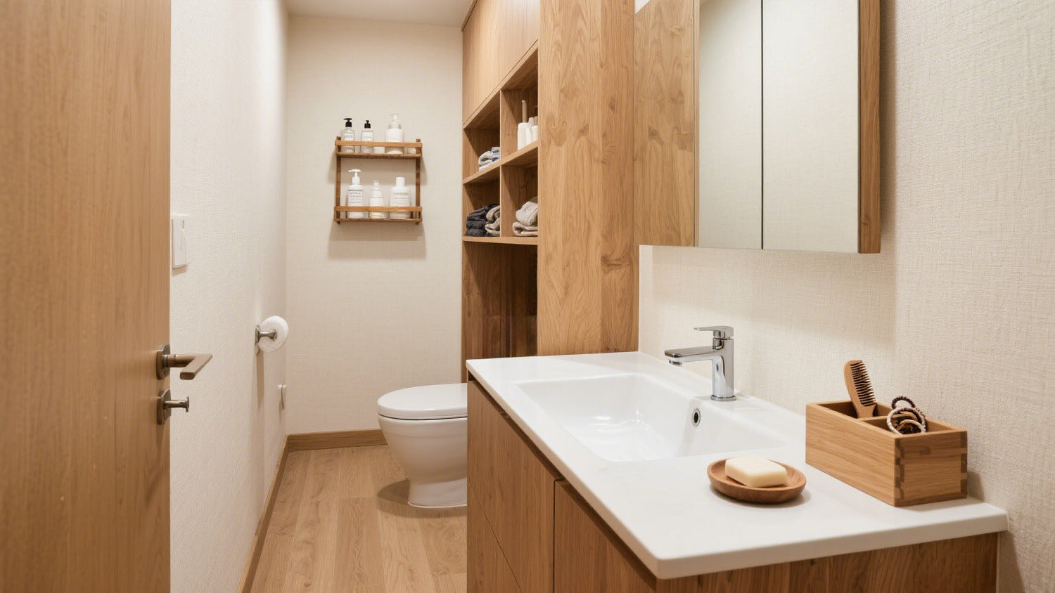 Aisle in front of the dressing table