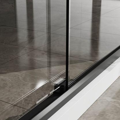 Aluminum framed glass shower door with stainless steel rollers
