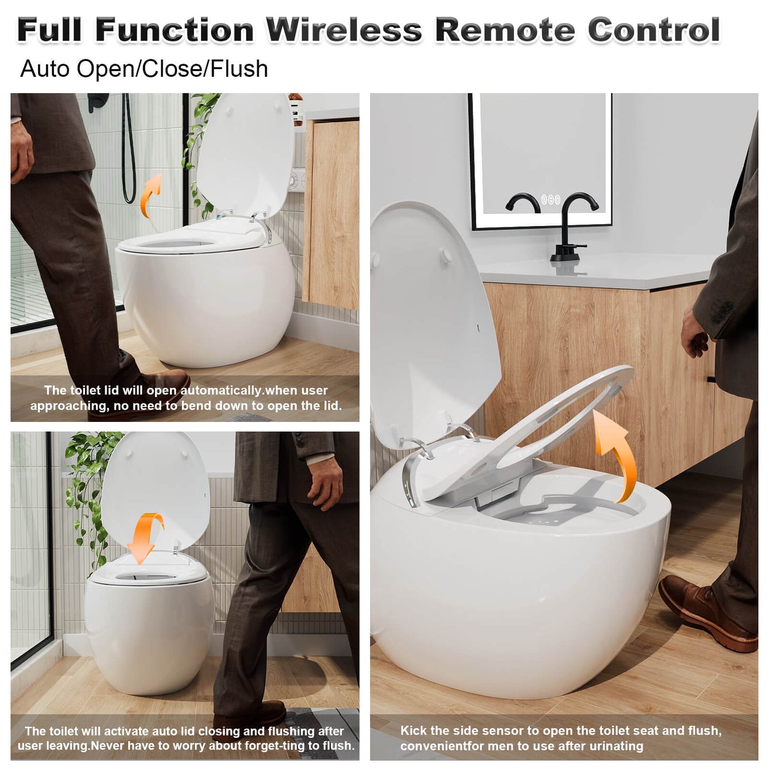 Modern Egg-Shaped Floor Mounted Smart Toilet with Built-in Water Tank