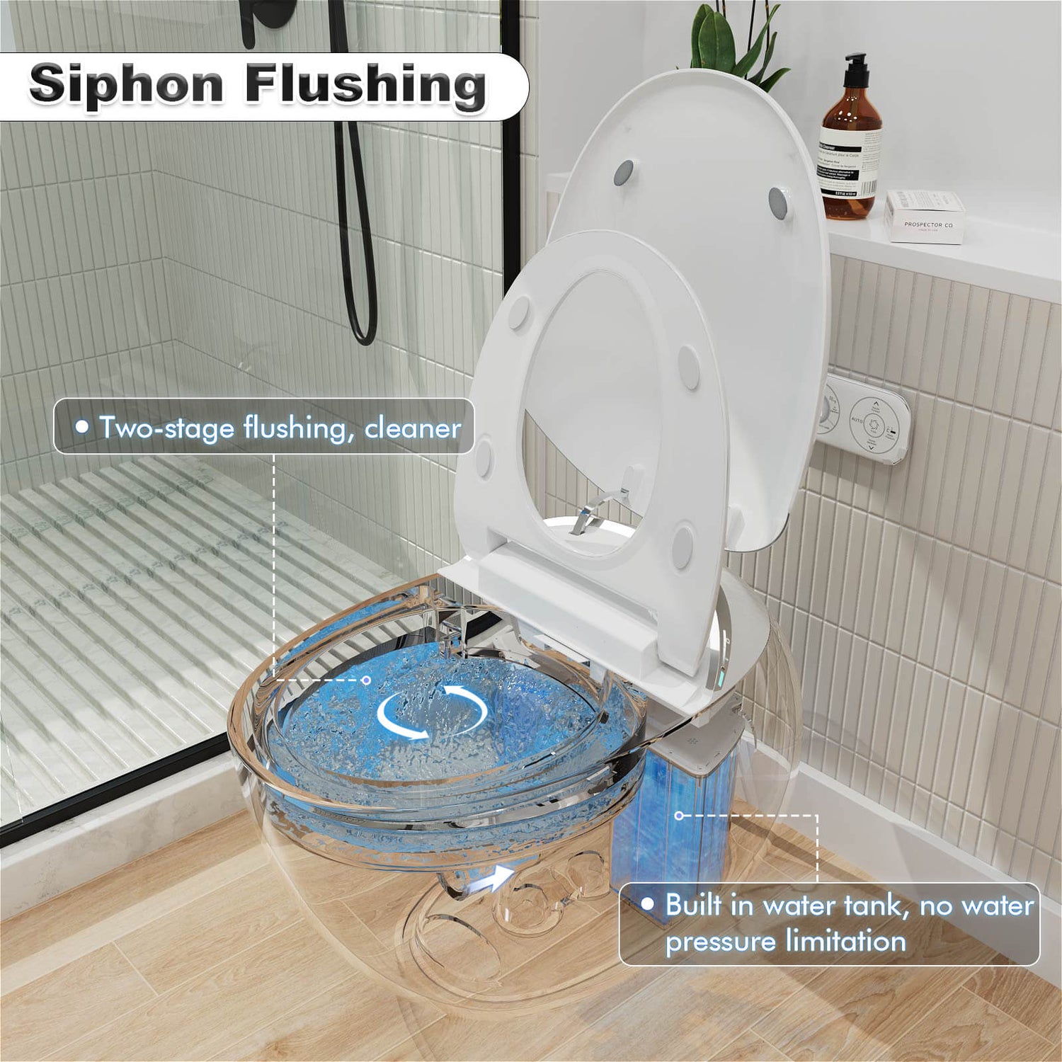 Modern Egg-Shaped Floor Mounted Smart Toilet with Built-in Water Tank