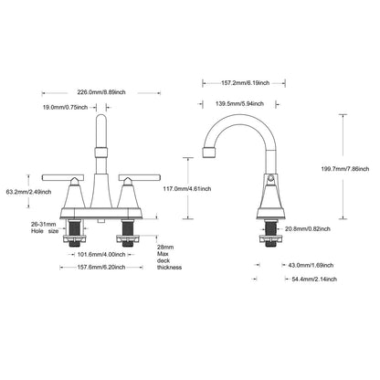B2724GTP262886 Dimensions and Specifications Sketch