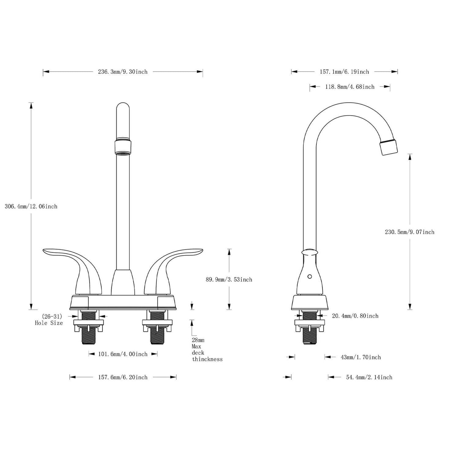 B2724GTP262888 Overall dimensions and specifications