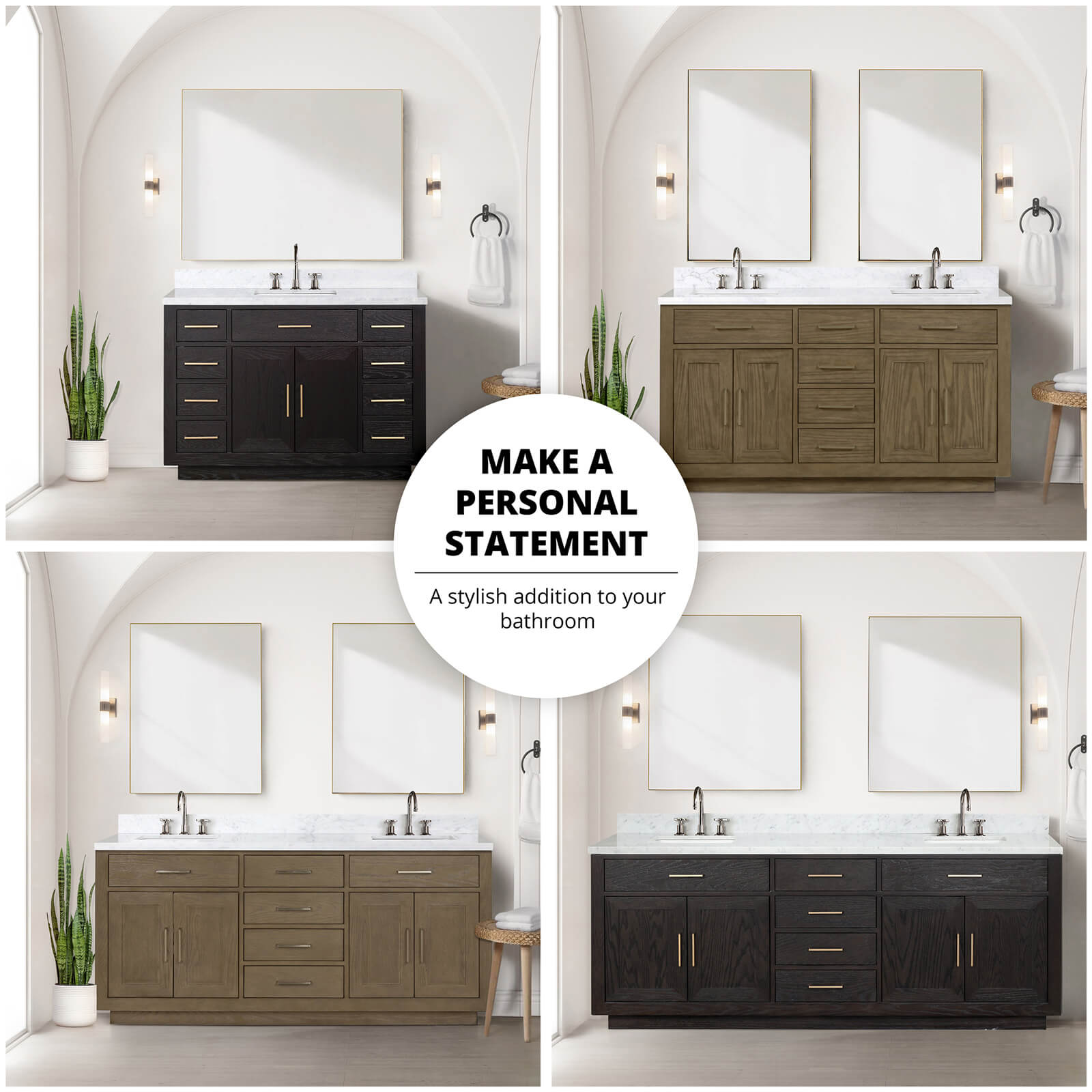 72&quot; Black Oak Bathroom Vanity with Toe Kick