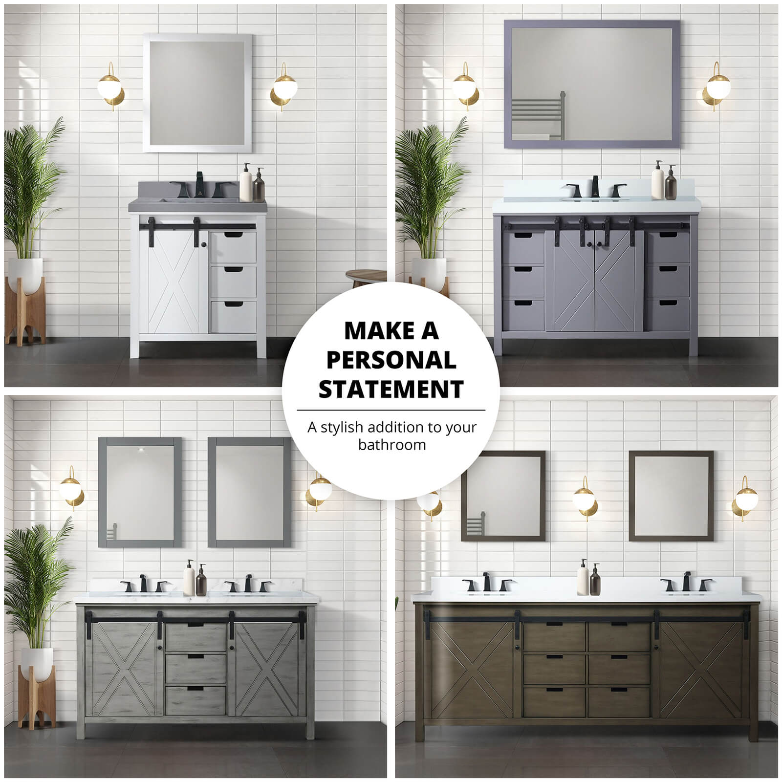 48&quot; Ash Gray Barn Bathroom Vanity with Quartz Countertop