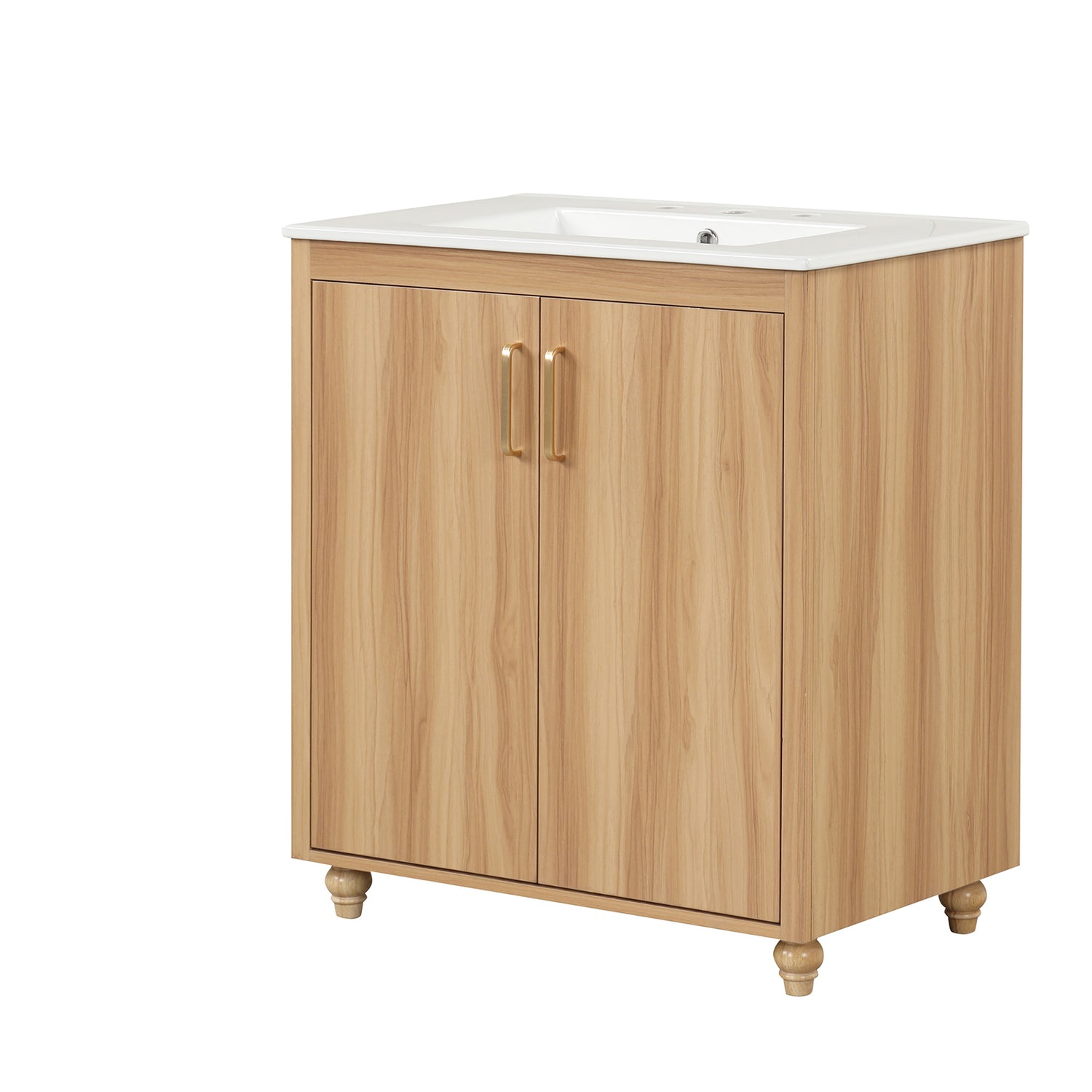 Bathroom vanity with premium ceramic sink and solid wood frame