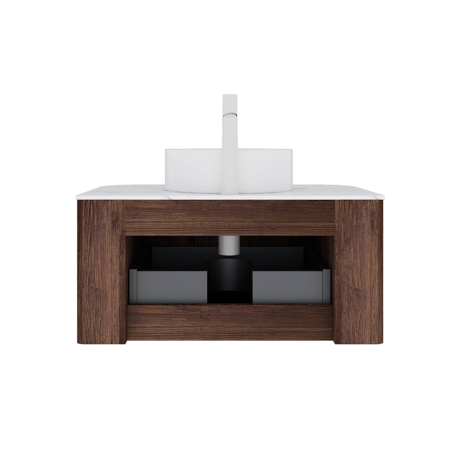 Bathroom vanity with solid wood joinery construction