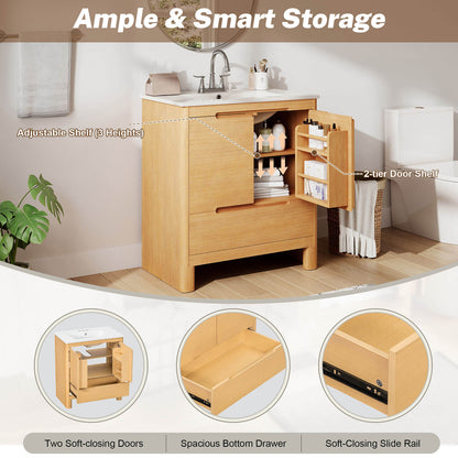 Bathroom vanity 30 inch white oak with ample storage