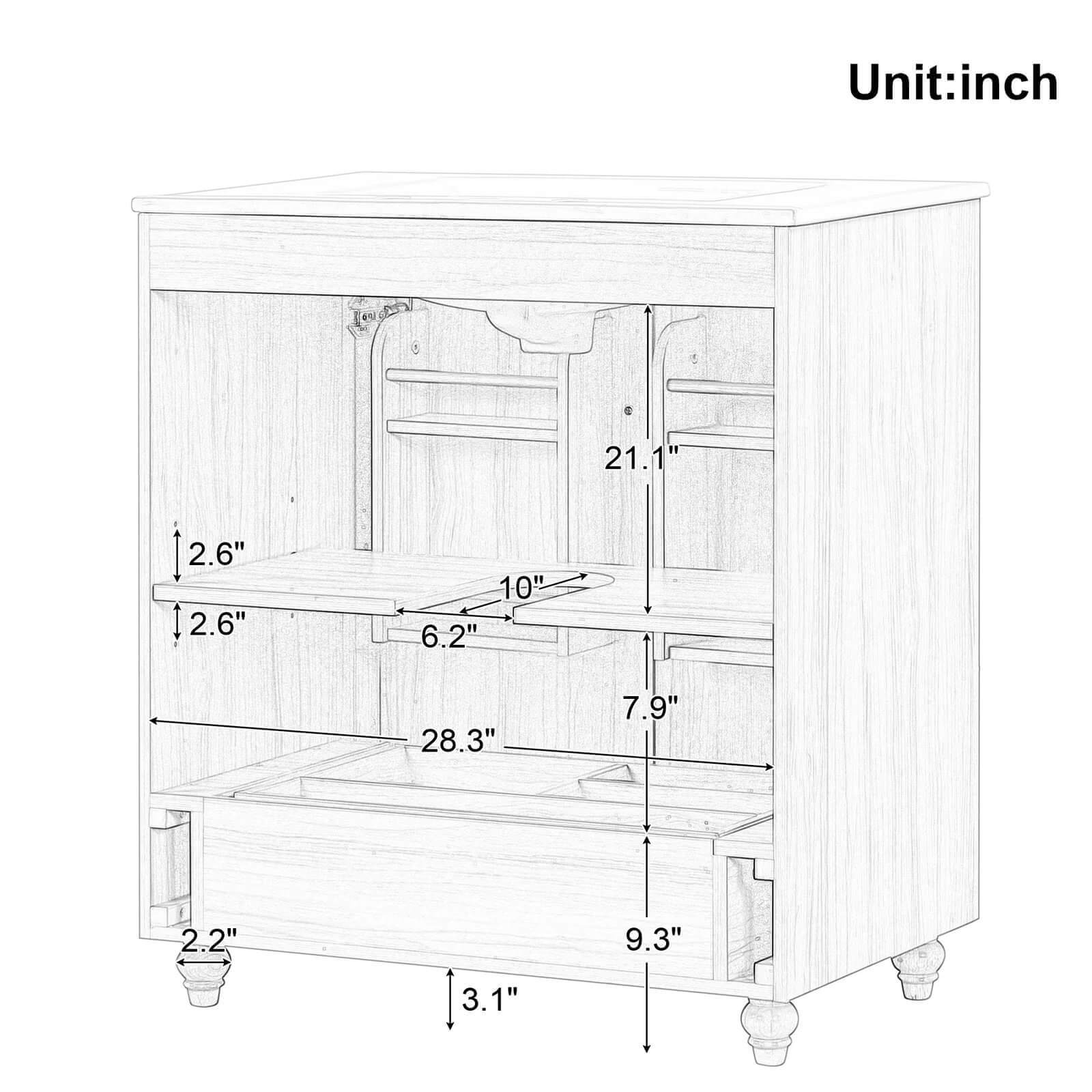 Bathroom vanity back dimensions