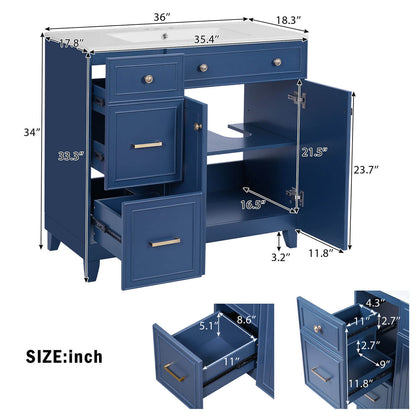 Bathroom vanity cabinet dimension diagram with measurements