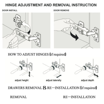 Bathroom vanity hinge adjustment and removal instruction guide