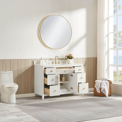 Bathroom vanity with 7 drawers and soft-close cabinet doors