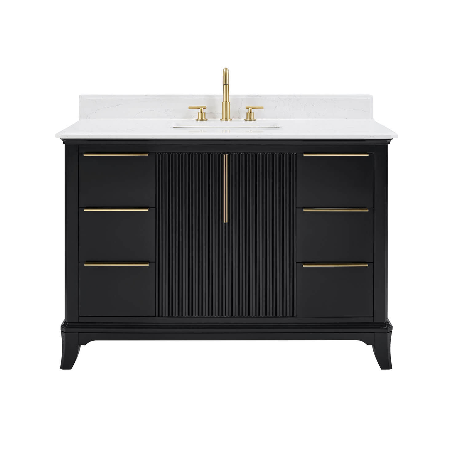Bathroom vanity with Carrara White countertop and undermount sink