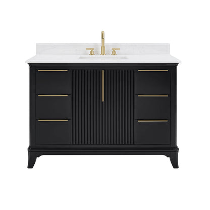 Bathroom vanity with Carrara White countertop and undermount sink