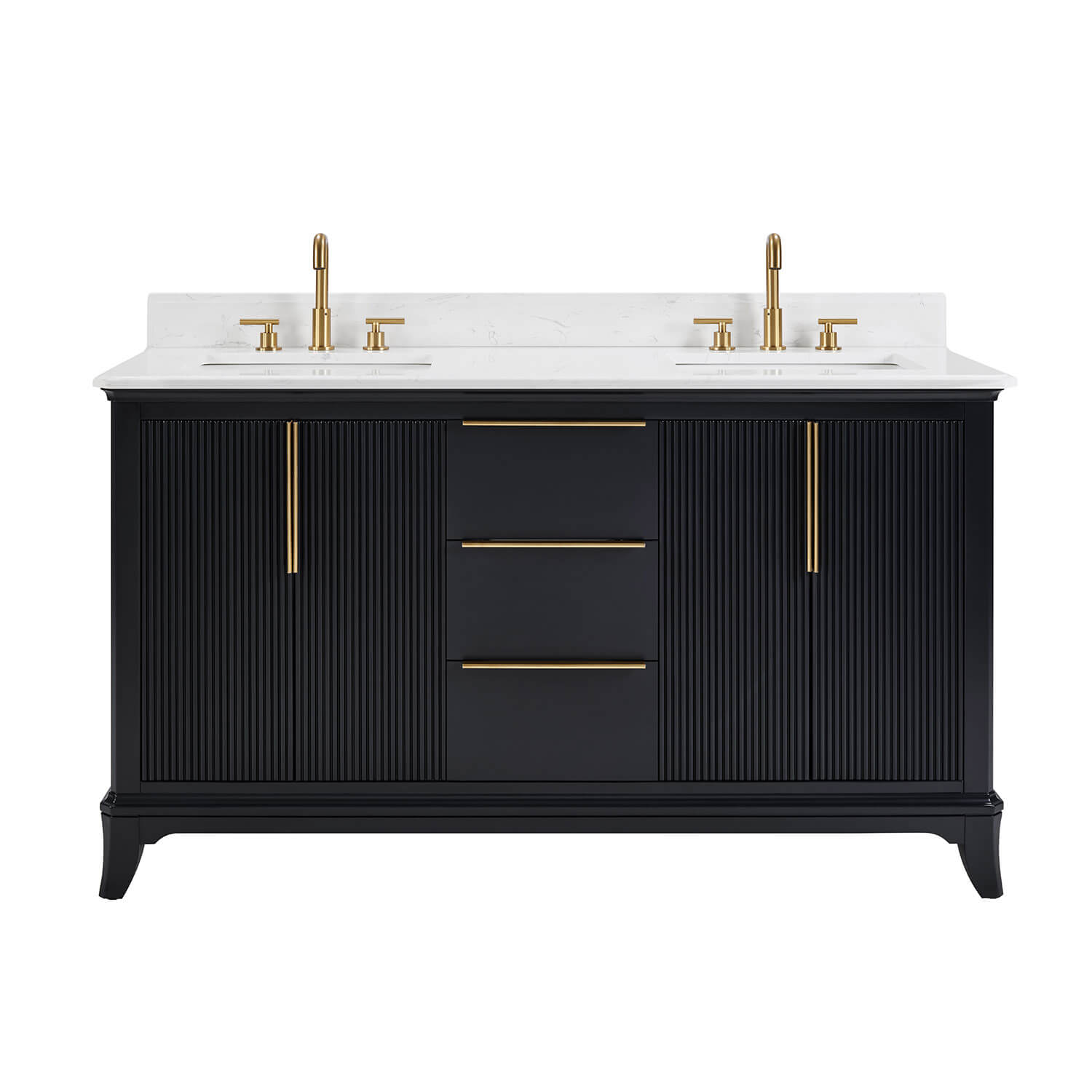 Bathroom vanity with four soft-close doors and three drawers