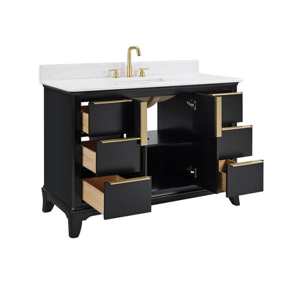 Bathroom vanity with six soft-close drawers and two cabinet doors
