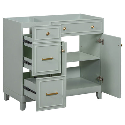 Bathroom vanity with solid wood frame and MDF panels for durability