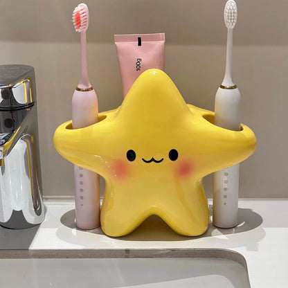 Star Design Ceramic Toothbrush Holder for Bathroom Storage