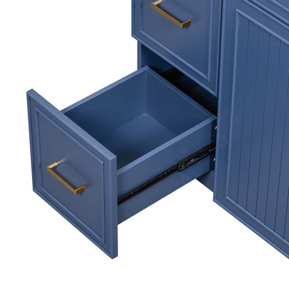 Beautifully designed 36-inch navy blue vanity for organized storage