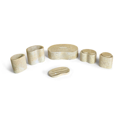 Beige marble bathroom countertop set for modern vanity organization