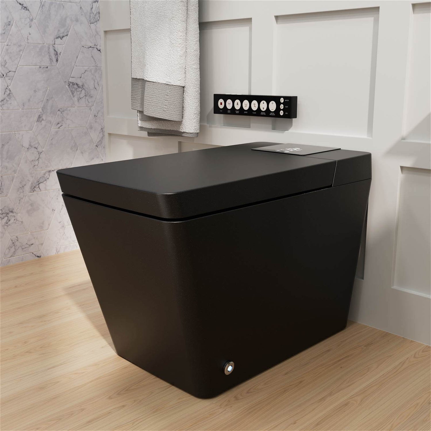 Square Smart Bidet Toilet with Water Tank, Radar Sensor, Heated Seat, Drying Function