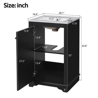 Black 20-inch freestanding bathroom vanity dimensions