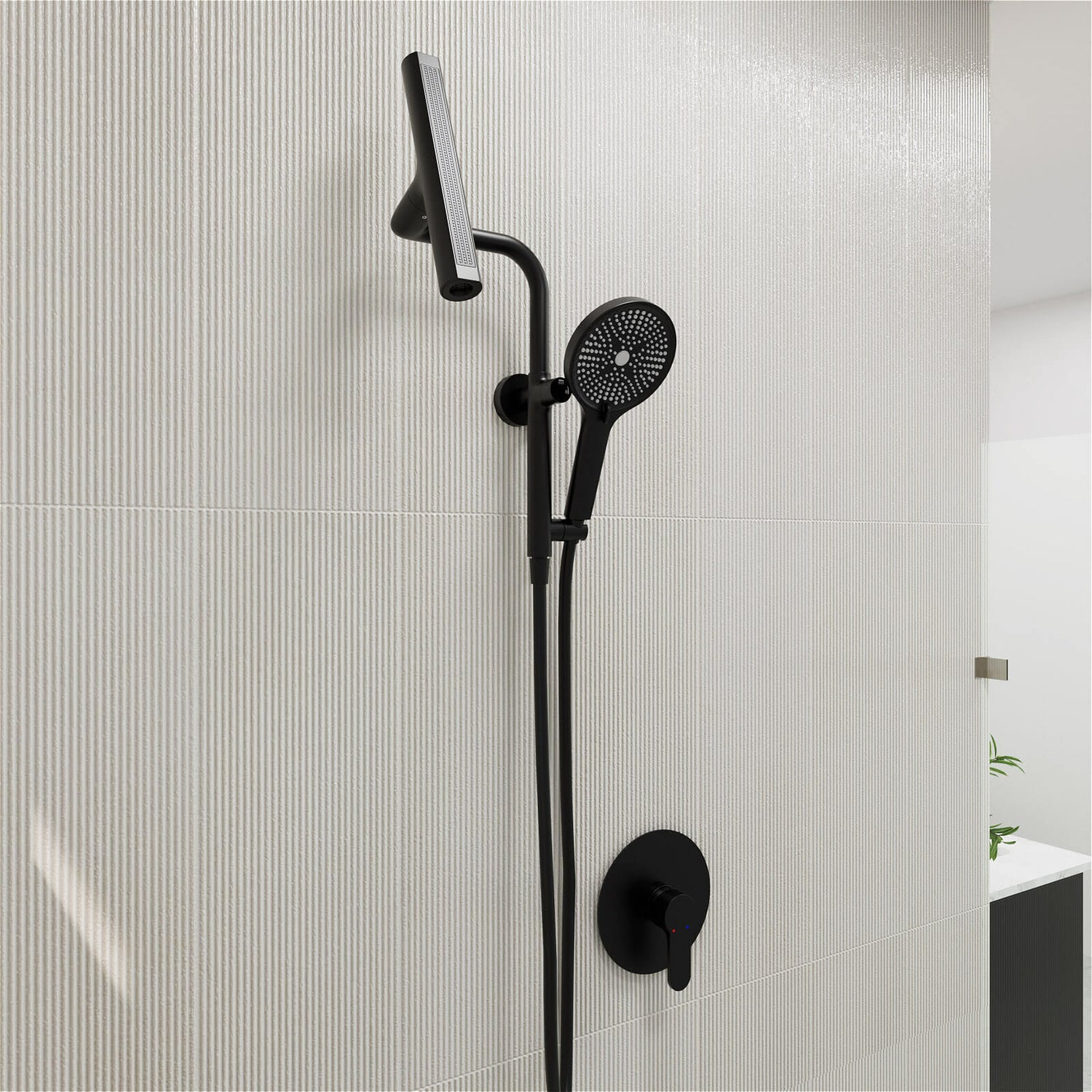 8&quot; Wall Bar Shower Kit with 360° Rotate 3-Spray Cylindrical Shower Head And 6-Spray Handheld