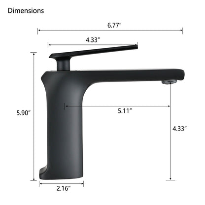 Modern Single Hole Single Handle Brass Bathroom Sink Faucet in Matte Black