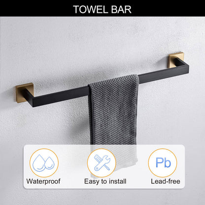 Black and Gold Stainless Steel Bathroom Hardware towel bar