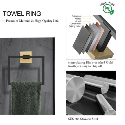 Black and Gold Stainless Steel Bathroom Hardware towel ring