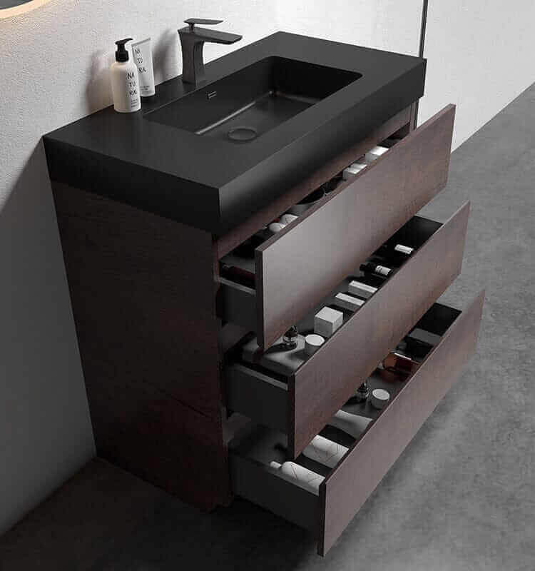 Black retro large size bathroom vanity