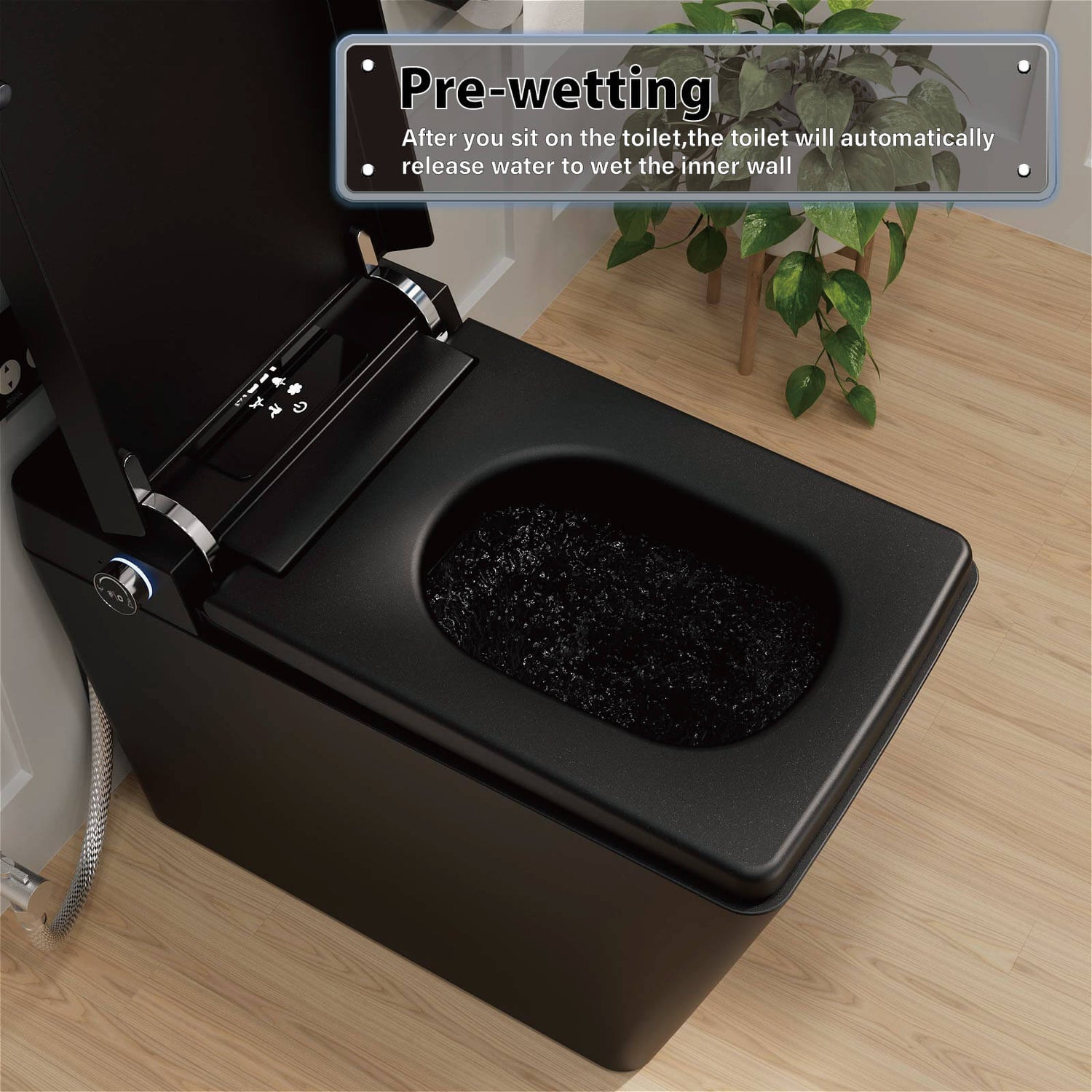 Square Smart Bidet Toilet with Water Tank, Radar Sensor, Heated Seat, Drying Function