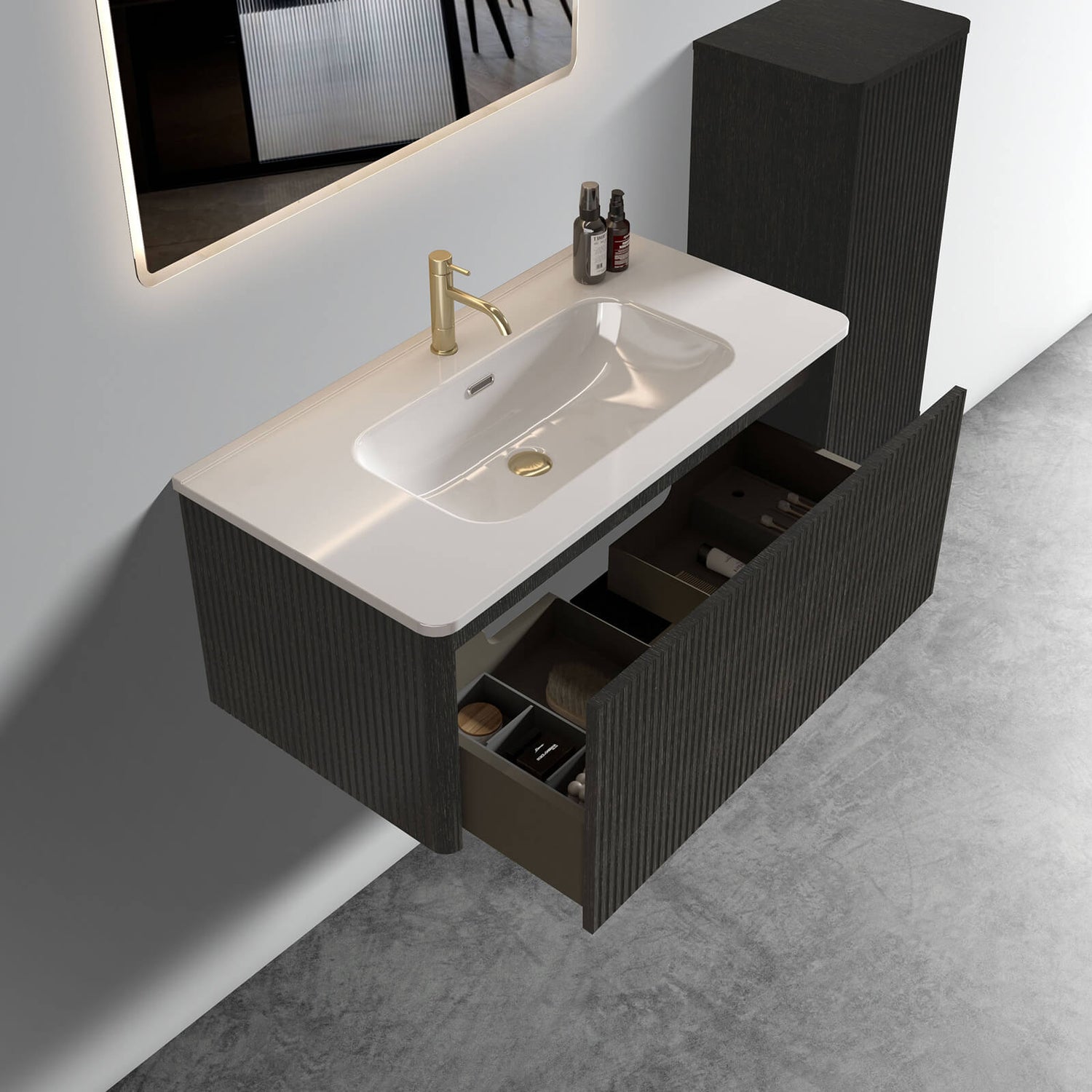 Black vanity for modern bathroom 36-inch floating