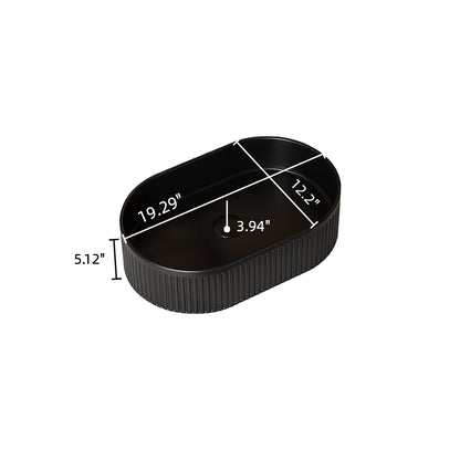 Black Oval Striped Ceramic Vessel Bathroom Sink Dimensions