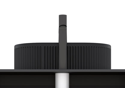 Black oval striped ceramic vessel bathroom sink with textured exterior, above-counter design, and durable ceramic construction