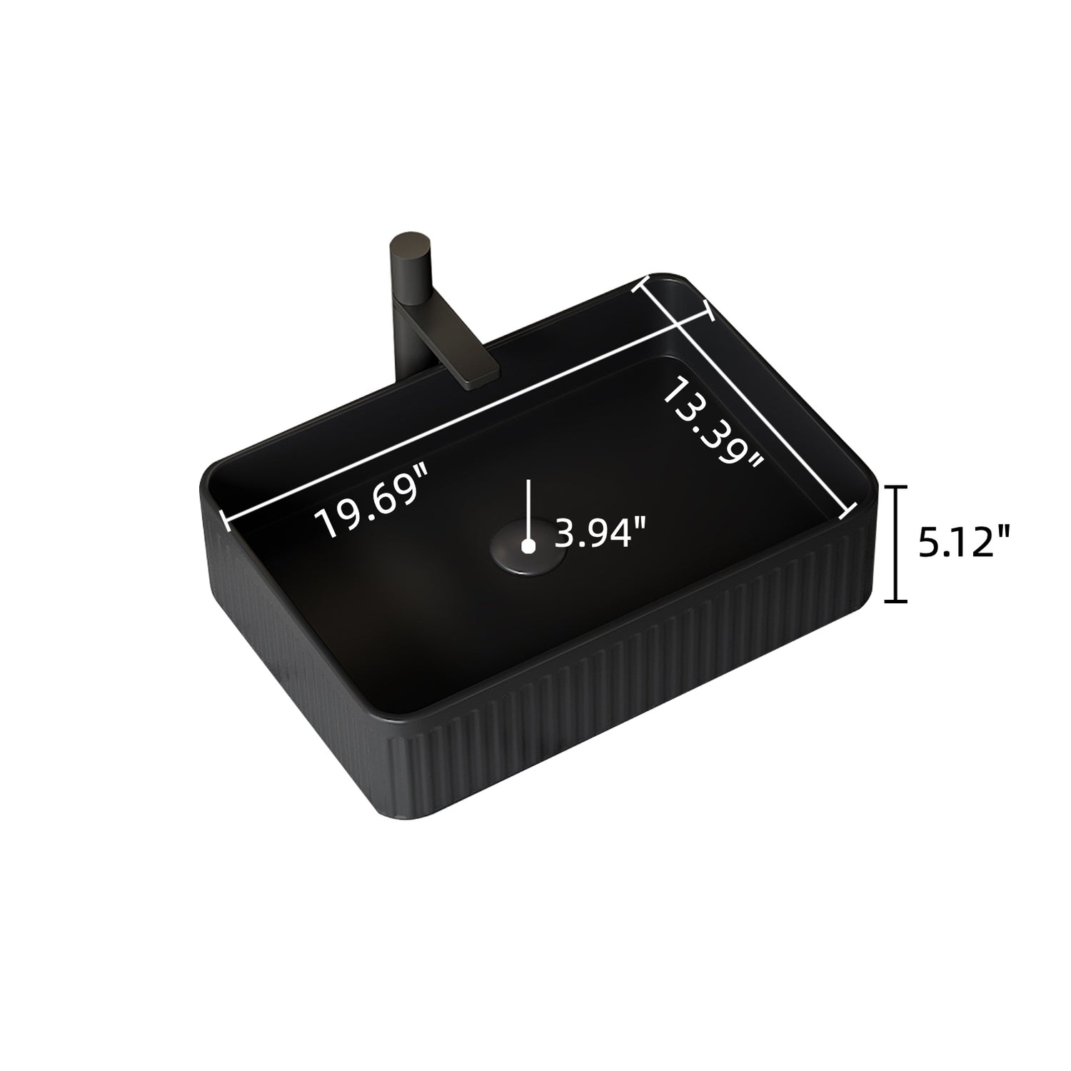 Black rectangular ceramic above-counter bathroom sink dimensions