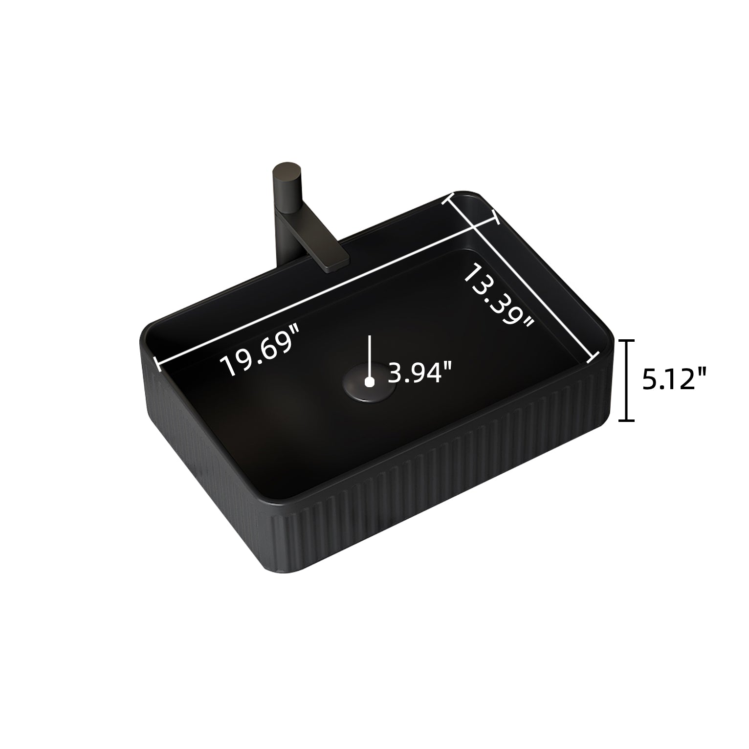Black rectangular ceramic above-counter bathroom sink dimensions