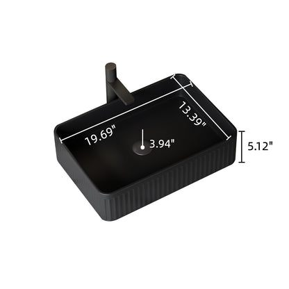 Black rectangular ceramic above-counter bathroom sink dimensions