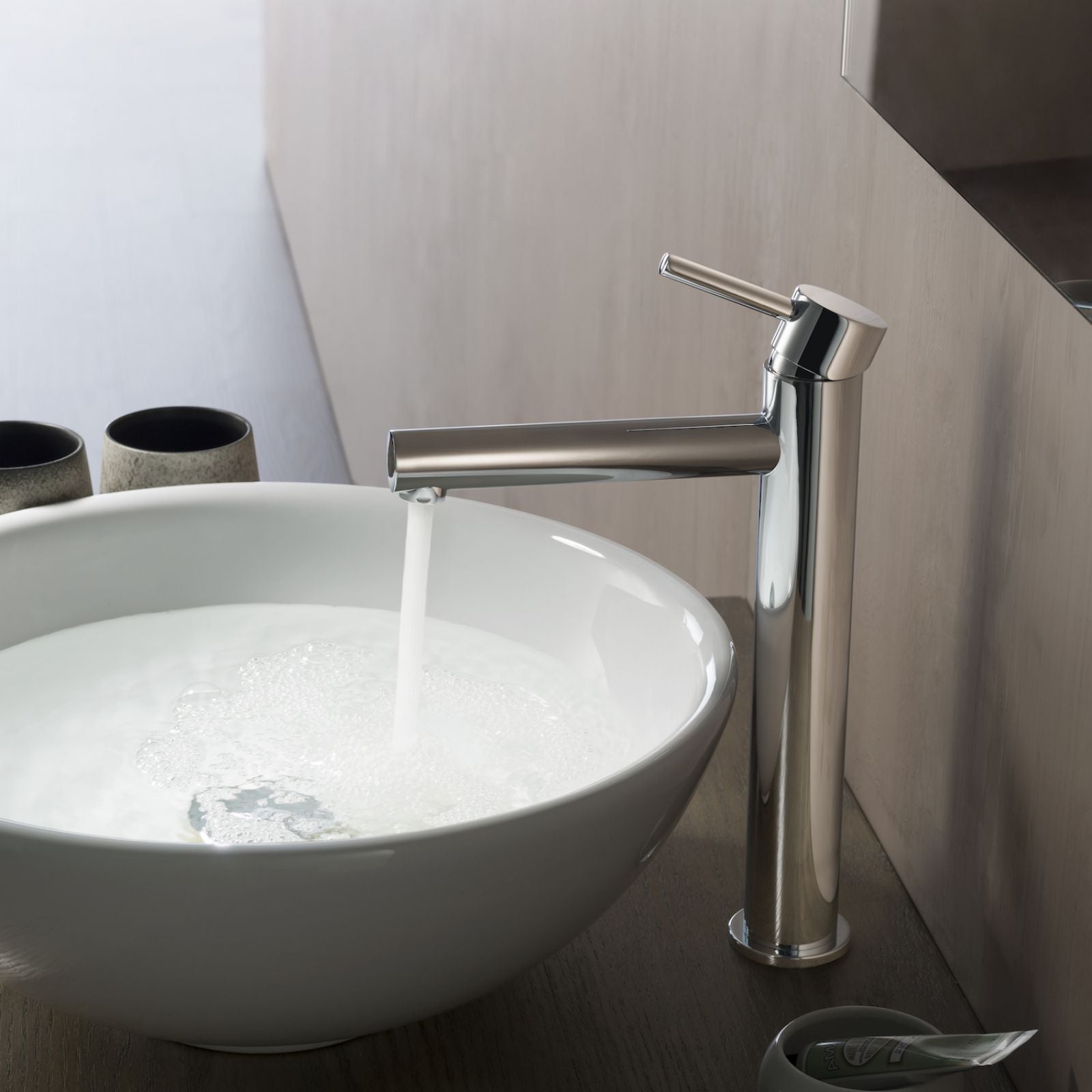 Blossom 7x12 Long Cylinder Lever Handle Bathroom Sink Single Hole Faucet Chrome