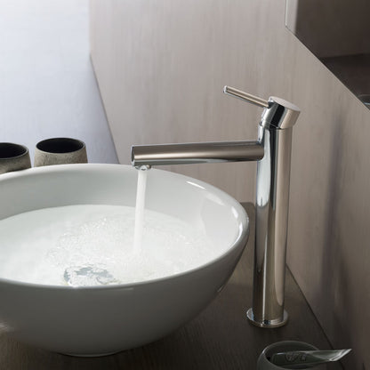Blossom 7x12 Long Cylinder Lever Handle Bathroom Sink Single Hole Faucet Chrome