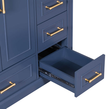 Blue freestanding bathroom vanity for modern decor
