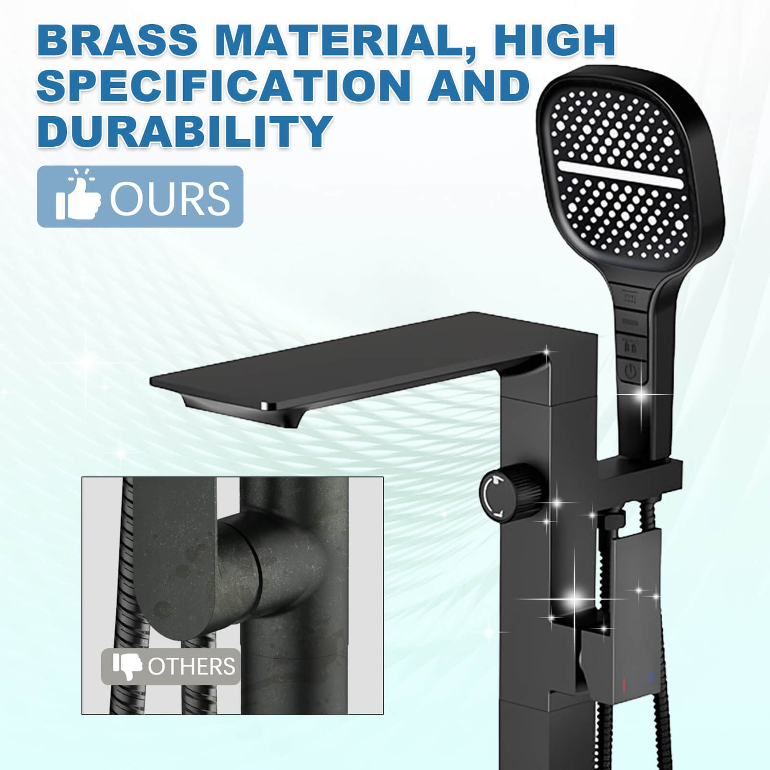 Brass Waterfall Freestanding Bathtub Faucet