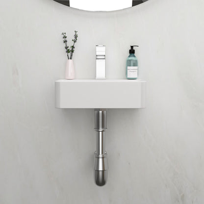 Bright white glazed rectangular bathroom sink
