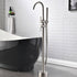 Brushed Nickel Freestanding Tub Faucet with Dual Handles and Hand Shower