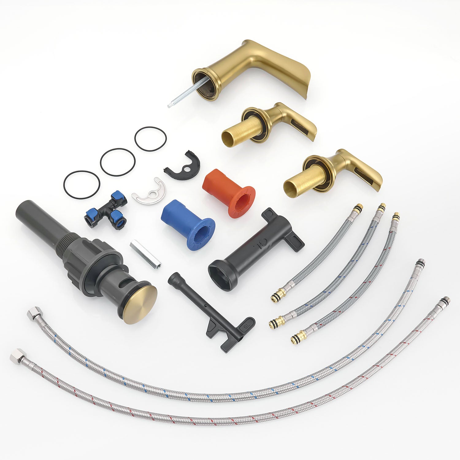 Brushed Gold 8 Inch Bathroom Faucet With 2 Handle and accessories